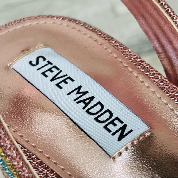Steve Madden Women’s Laurel Rainbow Glitter Platform Sandals Ankle Strap Size 10 - Picture 9 of 14